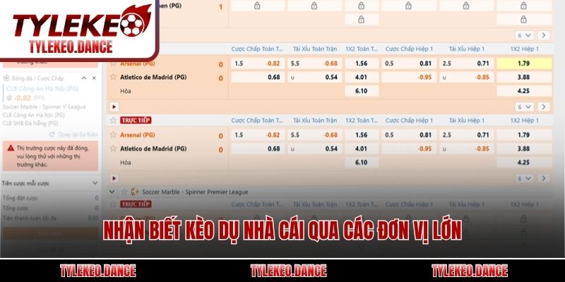 Nhận biết kèo dụ nhà cái qua các đơn vị lớn
